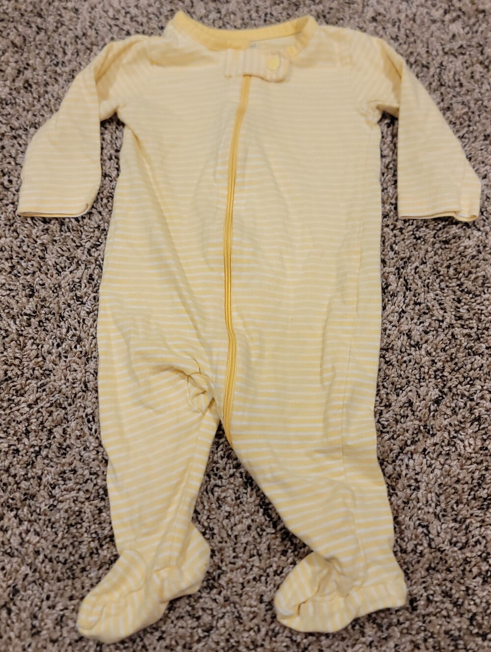 Carters Child of Mine Zip Footed Sleeper Unisex 0-3M Yellow Striped Long Sleeve